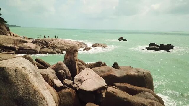 Grandmother and Grandfather Rocks Koh Samui Lamai beach (Hian Ta and Hin Yai). High quality FullHD footage