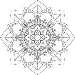 Easy Mandala coloring book simple and basic for beginners, seniors and children. Set of Mehndi flower pattern for Henna drawing and tattoo. Decoration in ethnic oriental, Indian style.