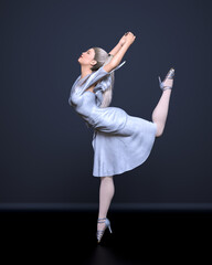 3D Girl dancing classical dance.