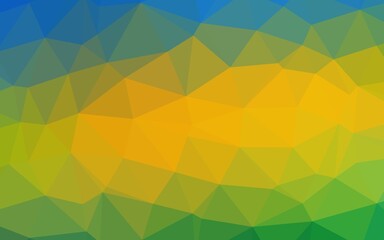 Dark Blue, Yellow vector shining triangular pattern.