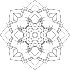 Fototapeta premium Easy Mandala coloring book simple and basic for beginners, seniors and children. Set of Mehndi flower pattern for Henna drawing and tattoo. Decoration in ethnic oriental, Indian style.