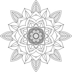 Easy Mandala coloring book simple and basic for beginners, seniors and children. Set of Mehndi flower pattern for Henna drawing and tattoo. Decoration in ethnic oriental, Indian style.