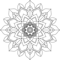 Easy Mandala coloring book simple and basic for beginners, seniors and children. Set of Mehndi flower pattern for Henna drawing and tattoo. Decoration in ethnic oriental, Indian style.