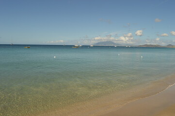 The beautiful paradise beaches on the St Kitts And Nevis Islands in the Caribbean Ocean