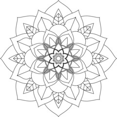 Easy Mandala coloring book simple and basic for beginners, seniors and children. Set of Mehndi flower pattern for Henna drawing and tattoo. Decoration in ethnic oriental, Indian style.