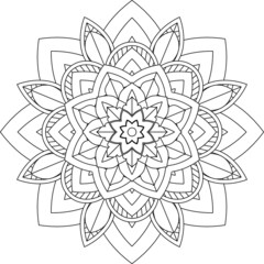 Easy Mandala coloring book simple and basic for beginners, seniors and children. Set of Mehndi flower pattern for Henna drawing and tattoo. Decoration in ethnic oriental, Indian style.