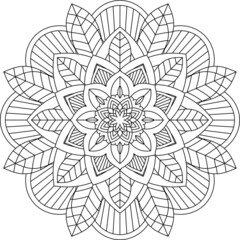 Easy Mandala coloring book simple and basic for beginners, seniors and children. Set of Mehndi flower pattern for Henna drawing and tattoo. Decoration in ethnic oriental, Indian style.