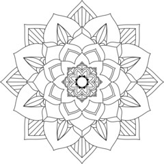 Easy Mandala coloring book simple and basic for beginners, seniors and children. Set of Mehndi flower pattern for Henna drawing and tattoo. Decoration in ethnic oriental, Indian style.