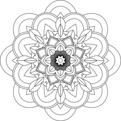 Easy Mandala coloring book simple and basic for beginners, seniors and children. Set of Mehndi flower pattern for Henna drawing and tattoo. Decoration in ethnic oriental, Indian style.