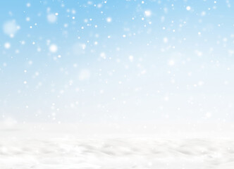 snowflakes and snow with light blue sky background 3d-illustration