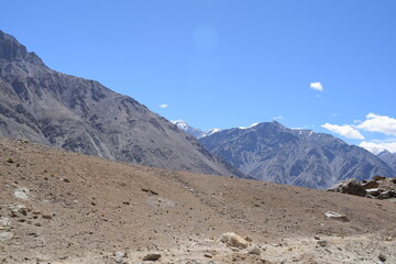 landscape with snow and mountains in leh ladakh