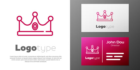 Logotype line King crown icon isolated on white background. Logo design template element. Vector.