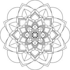 Easy Mandala coloring book simple and basic for beginners, seniors and children. Set of Mehndi flower pattern for Henna drawing and tattoo. Decoration in ethnic oriental, Indian style.