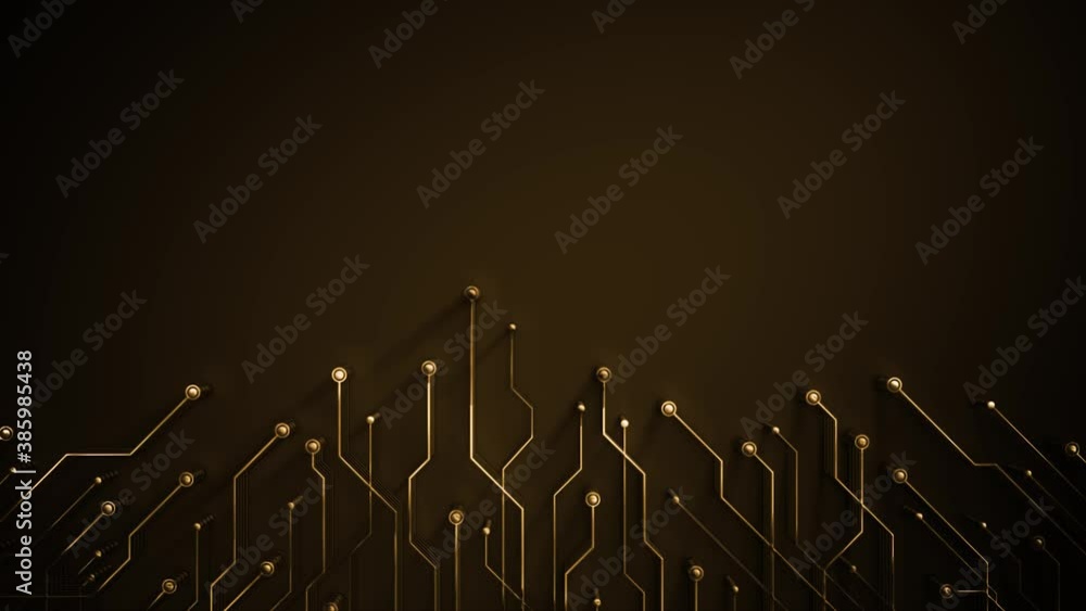 Poster abstract gold steampunk technology chipset motherboard animation/ 4k animation of an abstract comput