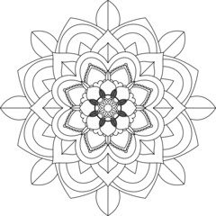 Easy Mandala coloring book simple and basic for beginners, seniors and children. Set of Mehndi flower pattern for Henna drawing and tattoo. Decoration in ethnic oriental, Indian style.