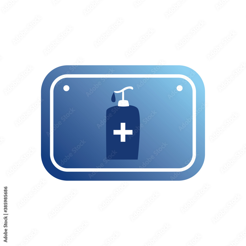 Poster hands soap bottle gradient style icon vector design