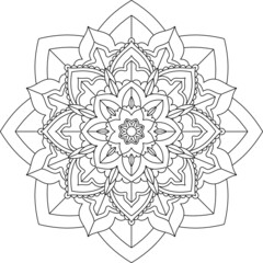 Easy Mandala coloring book simple and basic for beginners, seniors and children. Set of Mehndi flower pattern for Henna drawing and tattoo. Decoration in ethnic oriental, Indian style.