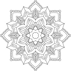 Easy Mandala coloring book simple and basic for beginners, seniors and children. Set of Mehndi flower pattern for Henna drawing and tattoo. Decoration in ethnic oriental, Indian style.