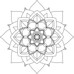 Naklejka premium Easy Mandala coloring book simple and basic for beginners, seniors and children. Set of Mehndi flower pattern for Henna drawing and tattoo. Decoration in ethnic oriental, Indian style.