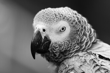 African Grey parrot Close Up Side Profile