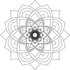 Obraz premium Easy Mandala coloring book simple and basic for beginners, seniors and children. Set of Mehndi flower pattern for Henna drawing and tattoo. Decoration in ethnic oriental, Indian style.
