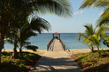 The picture perfect beaches of the paradise islands on St Kitts And Nevis in the Caribbean Ocean - Powered by Adobe