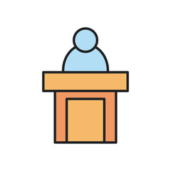 lawyer on podium line and fill style icon vector design