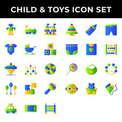 child and toys icon set include robot,car,castle,clothes,carriage,kids,spinning,hanging toy,balloon,puzzle,rattle,game boy,baby,feeding,diapers,shirt,saliva,children
