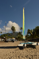 The picture perfect beaches of the paradise islands on St Kitts And Nevis in the Caribbean Ocean