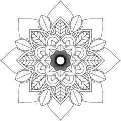Easy Mandala coloring book simple and basic for beginners, seniors and children. Set of Mehndi flower pattern for Henna drawing and tattoo. Decoration in ethnic oriental, Indian style.