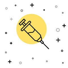 Black line Doping syringe icon isolated on white background. Random dynamic shapes. Vector.