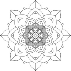 Easy Mandala coloring book simple and basic for beginners, seniors and children. Set of Mehndi flower pattern for Henna drawing and tattoo. Decoration in ethnic oriental, Indian style.