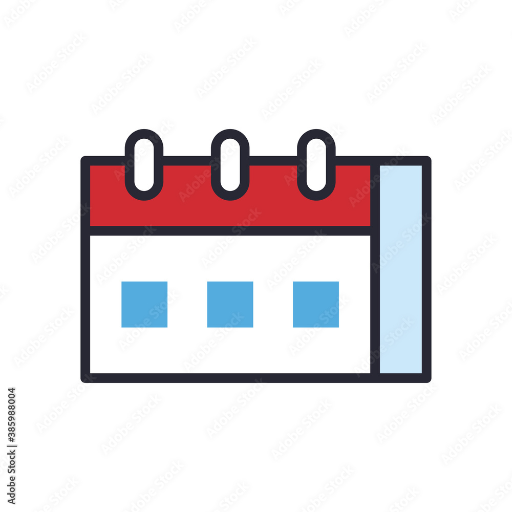 Poster calendar line and fill style icon vector design