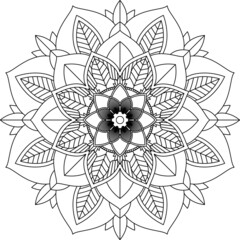 Easy Mandala coloring book simple and basic for beginners, seniors and children. Set of Mehndi flower pattern for Henna drawing and tattoo. Decoration in ethnic oriental, Indian style.