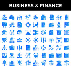 Business & finance icon set include teamwork, money, coin, payment, investment, tree, chart, meeting, office, search, analytic, note, document, bank, road, financial, umbrella, diamond, people