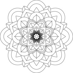 Easy Mandala coloring book simple and basic for beginners, seniors and children. Set of Mehndi flower pattern for Henna drawing and tattoo. Decoration in ethnic oriental, Indian style.
