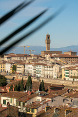 Fototapeta na wymiar TOWER OF ARNOLFO: PALAZZO VECCHIO TOWER and cityscape : medieval architecture of florence