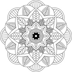 Easy Mandala coloring book simple and basic for beginners, seniors and children. Set of Mehndi flower pattern for Henna drawing and tattoo. Decoration in ethnic oriental, Indian style.