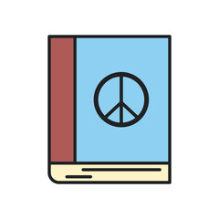 peace and love book line and fill style icon vector design