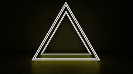 3d rendering of abstract triangle in neon light