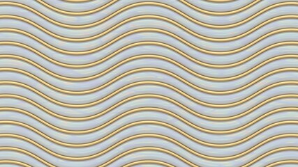 Abstract wavy background. Pearl white and gold wavy shapes. 3d render.