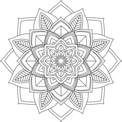 Easy Mandala coloring book simple and basic for beginners, seniors and children. Set of Mehndi flower pattern for Henna drawing and tattoo. Decoration in ethnic oriental, Indian style.