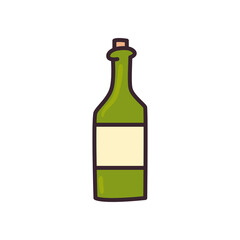 wine bottle line and fill style icon vector design