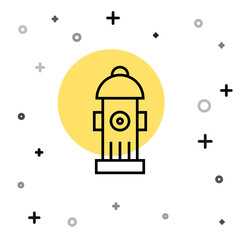 Black line Fire hydrant icon isolated on white background. Random dynamic shapes. Vector.