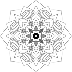 Easy Mandala coloring book simple and basic for beginners, seniors and children. Set of Mehndi flower pattern for Henna drawing and tattoo. Decoration in ethnic oriental, Indian style.
