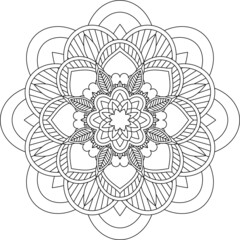 Easy Mandala coloring book simple and basic for beginners, seniors and children. Set of Mehndi flower pattern for Henna drawing and tattoo. Decoration in ethnic oriental, Indian style.