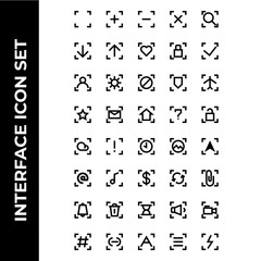 interface icon set include square,plus,minus,cross,search,download,upload,hearth,lock,check,user,setting,block,secure,airplane,star,message,house,help,unlock,cloud,caution,time,picture,message