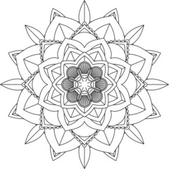 Easy Mandala coloring book simple and basic for beginners, seniors and children. Set of Mehndi flower pattern for Henna drawing and tattoo. Decoration in ethnic oriental, Indian style.