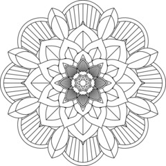 Easy Mandala coloring book simple and basic for beginners, seniors and children. Set of Mehndi flower pattern for Henna drawing and tattoo. Decoration in ethnic oriental, Indian style.