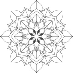 Easy Mandala coloring book simple and basic for beginners, seniors and children. Set of Mehndi flower pattern for Henna drawing and tattoo. Decoration in ethnic oriental, Indian style.